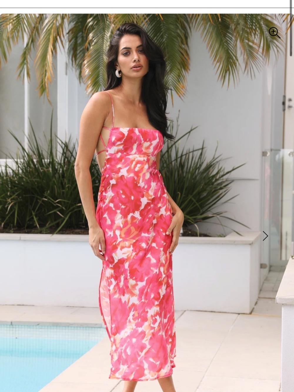 Hello Molly Pink & Coral Watercolor Slip Midi Dress